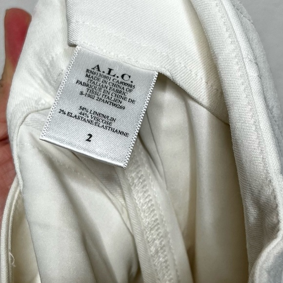 ALC Pleated Trouser Pants Linen Blend White Western Sz 2 - Picture 10 of 13